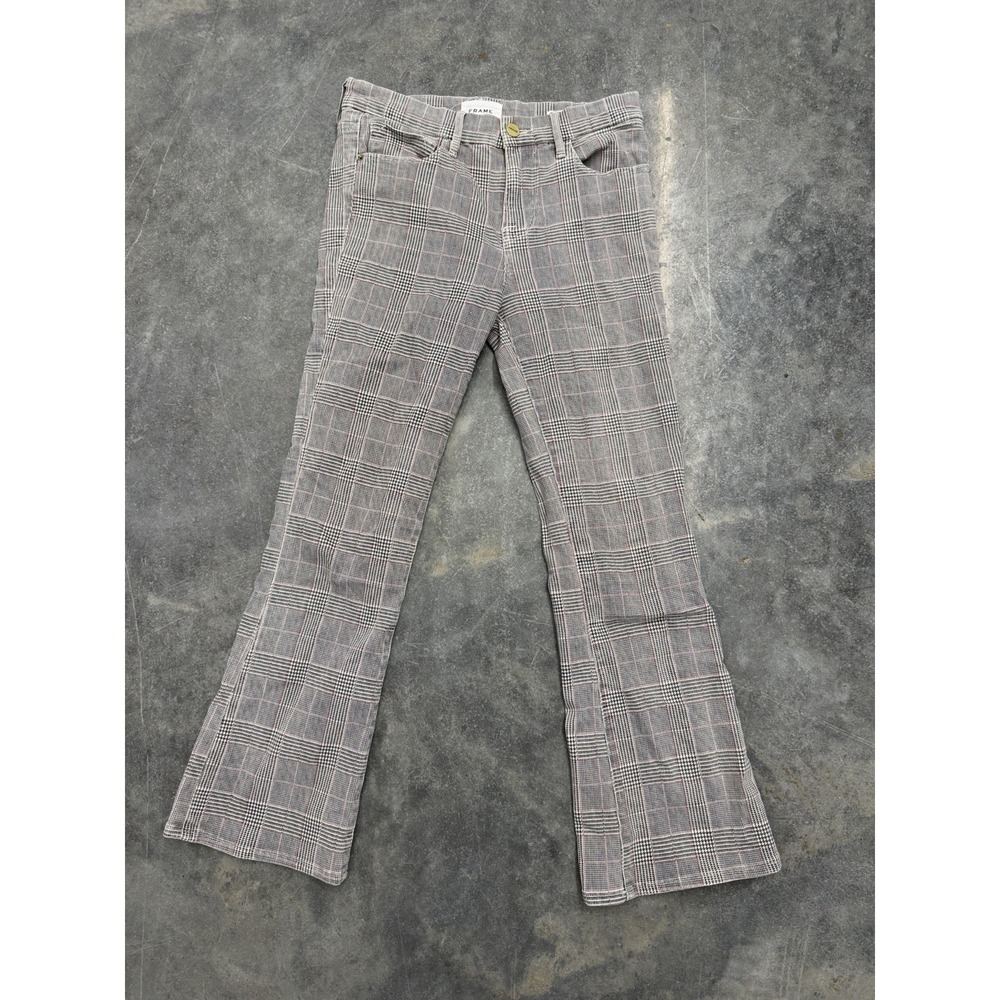 Women's FRAME Denim Le Crop Mini Boot Pants in Window Pane Plaid SZ‎ 26